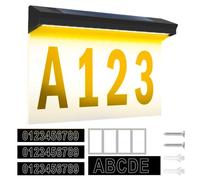 Solar Lighted House Numbers - 3V 0.2W 30LED Lighted Numbers For Houses, 12.44x2.2x8.5 Inches Cool White & Warm Yellow Waterproof Solar Powered | 1200mAh Battery Powered Light Signs For Residence