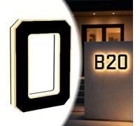 Solar Lighted House Numbers for Outside, 6.7/9 Inch Waterproof LED Illuminated Address Sign, Solar Powered Backlit Modern House Numbers, Easy Install for Home Yard Exterior (#0,9 in)