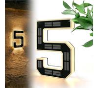 Solar Lighted House Numbers for Outside, 9 Inch Solar Lighted House Numbers for Outside, Large Personalized Illuminated Exterior Modern House Numbers Light (4.7inch,5)