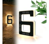 Solar Lighted House Numbers for Outside, 9 Inch Solar Lighted House Numbers for Outside, Large Personalized Illuminated Exterior Modern House Numbers Light (4.7inch,6)