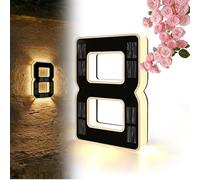 Solar Lighted House Numbers for Outside, 9 Inch Solar Lighted House Numbers for Outside, Large Personalized Illuminated Exterior Modern House Numbers Light (6.7inch,8)