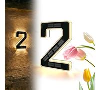 Solar Lighted House Numbers for Outside, 9 Inch Solar Lighted House Numbers for Outside, Large Personalized Illuminated Exterior Modern House Numbers Light (6.7inch,2)