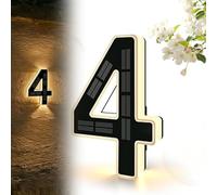 Solar Lighted House Numbers for Outside, 9 Inch Solar Lighted House Numbers for Outside, Large Personalized Illuminated Exterior Modern House Numbers Light (6.7inch,4)
