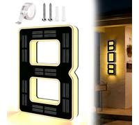 Solar Lighted House Numbers for Outside, Large 9 Inch Waterproof LED Address Numbers Signs, Modern Solar Powered Illuminated House Number Plaque for Exterior Night Visibility (B)