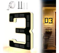 Solar Lighted House Numbers for Outside, Large 9 Inch Waterproof LED Address Numbers Signs, Modern Solar Powered Illuminated House Number Plaque for Exterior Night Visibility (3)