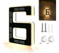 Solar Lighted House Numbers, Large 9 Inch Waterproof LED Light up House Numbers for Outside, Modern Illuminated Address Plaques for Exterior Night Visibility, Solar Sign Dusk to Dawn (6,4.7Inch)