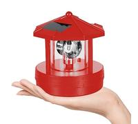 Solar Lighthouse 360° Rotating Solar Powered LED Lighthouse Outdoor Decor 4.13 Inch Waterproof Smoke Tower Garden Light for Lawn Patio Pond Ornament Red