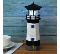 Solar Lighthouse Garden Outdoor Statues,10.9in Resin Waterproof Solar-Powered Lighthouse Statue,SolarLighthouse Rotating Beacon,Solar Powered Landscape Lamp for Yard, Patio, Porch