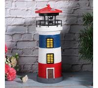 Solar Lighthouse Light, IP44 Waterproof Solar Lamp LED with Auto Sensor | 360 Rotating Pathway Solar Light ABS plastic for UK patio lawn courtyard landscape Decoration