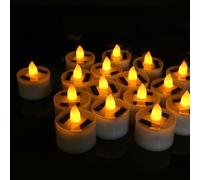 Solar Lights Flameless Candle with Flicker Effect Halloween Decorations Indoor and Outdoor Tea Lights Halloween Decor Reusable Solar Candle Decoration (12 PCS,Yellow Light)