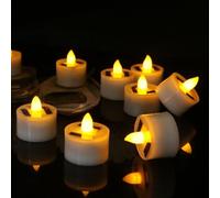 Solar Lights Flameless Candle with Flicker Effect Halloween Decorations Indoor and Outdoor Tea Lights Halloween Decor Reusable Solar Candle Decoration (12 PCS,Warm White Light)