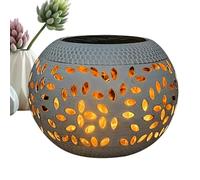 Solar Lights Flickering Solar Fire Bowl, Solars Garden Lights Ornaments with Simulated Flame Effect, Waterproof Solars Powered LED Light, Lawn Decorations Wrought Iron Imitation Ceramic Garden Light