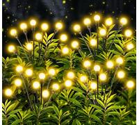 Solar Lights for Garden Outdoor, Pack of 4, 10 LED, Super Bright 2 Light Modes, Fireflies Solar Lights for Outdoor Use with Warm White Light, IP65 Waterproof Solar Lights, Garden Decoration for