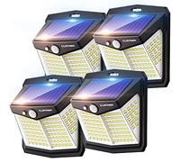 Solar Lights for Outdoor, Claoner 128 LED Motion Sensor Security Lights with 3 Lighting Modes IP65 Waterproof and Durable for Wall, 270° Angle for Yard Door Fence Pathway(4 Pack)