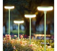 Solar lights for outdoor garden, green, 4 pieces, 3000K warm white, solar lights IP65 waterproof, outdoor lighting, 34 lumens, garden decoration for balcony, flowerbeds, beds, flowers, garden pathways