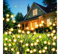 Solar Lights for Outdoor Garden, Pack of 6, 10 LED, Super Bright 2 Light Modes, Fireflies Solar Lights for Outdoor Use with Warm White Light, IP65 Waterproof Solar Lights, Garden Decoration for