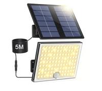 Solar Lights for Outdoors, Solar Light with Motion Sensor, 113 LED Solar Spotlight, IP65 Waterproof Solar Split Wall Light with 5 m Cable for Garage, Garden, Yard, Steps, Front Doors, Lawn