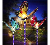 Solar Lights Garden - EAAERR 3 Pack Led Fiber Optic Butterfly Lights Outdoor with Color Changing LED Fairy Lights, Solar Flower Lights Perfect for Thanksgiving Day Mom Christmas Gift Lawn Patio Yard