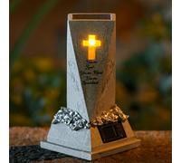 Solar Lights Grave Flower Pots,9in Memorial Vases for Graves,Garden Decorations for Cemetery,Prayer Angel Vase with Solar Lamp,Memorial Ornament Weatherproof Flowers Holder