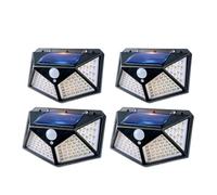 Solar Lights Outdoor 100 LED, 4 Pack Solar Motion Sensor Outdoor Lights with 3 Lighting Modes, Wireless IP65 Waterproof Solar Security Lights for Garden Patio Yard