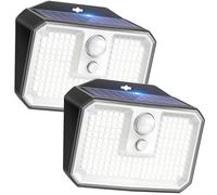 Solar Lights Outdoor, 168 LED Security Light with Motion Sensor Super Bright IP65 Waterproof, 3 Lighting Modes Outside Motion Activated Lights Easy Install for Fence Yard Door Garden (Cold Light 2PK)