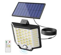 Solar Lights Outdoor, 186 LED 3000LM Solar Powered Motion Sensor Flood Lights with Remote, Dusk to Dawn Led Solar Security Wall Lights with 16.5Ft Cable IP65 Waterproof for Outside, Garage (1PACK)