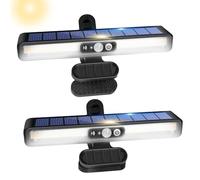 Solar Lights Outdoor, 2 Pack Clip On Solar Lights Garden with Motion Sensor, 36 LEDs 3 Lighting Modes IP65 Waterproof Clip On Security Wall Light for Garage Pathway Garden Camping (Cool White)