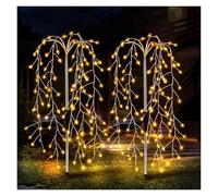 Solar Lights Outdoor, 2 Pack Willow Tree Lights 400 LEDs, 23.6Inch Waterproof Copper Wire Lights for Garden Yard Holiday Christmas Decoration(Warm)