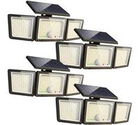 Solar Lights Outdoor, 286 LED 2500LM Solar Motion Sensor Light with Power Display & Mode Indicators, 6500K Adjustable 3-Head Security Flood Light, IP65 Waterproof for Garden, Garage, Yard (4-Pack)
