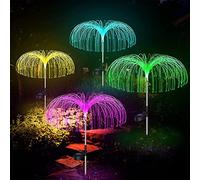 Solar Lights Outdoor 4 Pack Solar Christmas Decoration Garden Lights 7 Color Changing Waterproof Jellyfish Lights Solar Fairy Lights Garden Decoration for Christmas Pathway Wedding Lawn Backyard Party