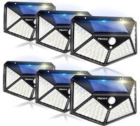 Solar Lights Outdoor 6 Pack, 100LED/3 Modes 270° Lighting Angle Motion Sensor Security Lights, Wireless IP65 Waterproof Wall Lights Solar Powered, Bright for Backyard Garden Fence Patio Front Door