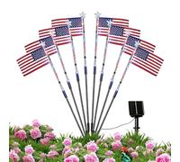 Solar Lights Outdoor - 8 Piece LED Star Flag Decorations - 250th Solar Path Lights,for Backyard Pool Landscape Deck Porch Patio 4th of July Lawn Yard