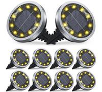 Solar Lights Outdoor Garden, 10 Pack Solar Ground Lights 10 LED Pathway Waterproof IP65 Garden Light Landscape Lighting, In Ground Light Decorative for Sidewalk Driveway Walkway Lawn Deck Steps Stair