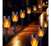 Solar Lights Outdoor Garden, 12 Pack Solar Flame Lights LED Warm Flickering Flames Waterproof Solar Torch Lights Garden Ornaments Landscape Lighting Auto On/Off for Pathway Yard Decoration (Warm)