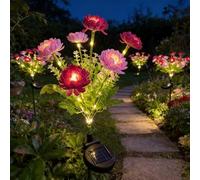 Solar Lights Outdoor Garden, 2 Pack Snow Lotus Solar Garden Lights, Garden Flowers Light Solar-Powered IP65 Waterproof Warm White LED Path Light, Easy Installation for Garden Ornaments Outdoor Yard