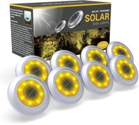 Solar Lights Outdoor Garden,600mAh 8 LED Solar Disk Ground Lights for Garden Lawn Pathway Yard Landscape Walkway（8 Pack Warm White）