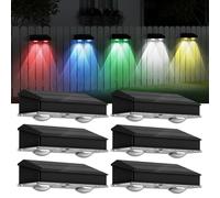 Solar Lights Outdoor Garden 9 Colors & 3 Lighting Modes Solar Fence Lights IPX4 Waterproof Solar Wall Lights Outdoor Solar Powered Wall Mounted Fence Lights for Yard Garden & Outdoor Decoration 6 Pack