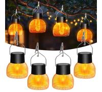 Solar Lights Outdoor Garden Hanging: IP65 Waterproof Iron Solar Lanterns Solar Garden Lights Outdoor String Lights - for Patio Yard Christmas Parties 4 Pack