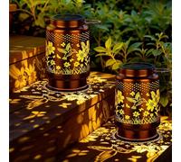 Solar Lights Outdoor Garden, KagoLing 2 Pack Hummingbird Hanging Ornaments Solar Lanterns for The Garden Lights Outdoor, IP65 Waterproof Metal Decoration Unique Birthday Gifts for Women Mum Grandma