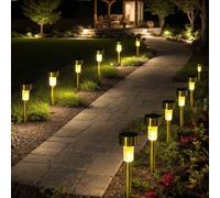 Solar Lights Outdoor Garden Landscape Pathway - 12 Pack Solar Powered Stake Lights - LED, for Lawn Borders Flowerbeds Patio Ideal Driveway and Pathway Lighting for Outside (Warm White)