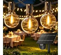Solar-Lights-Outdoor-Garden-Outdoor-Festoon, 50FT/15M LED String Light | USB Rechargeable, 25+1 G40 Waterproof Globe Fairy Bulbs for Outside Lighting Pergola Gazebo Party Wedding Patio Yard