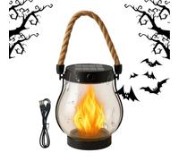 Solar Lights Outdoor Garden | Solar Lanterns for Outside,Waterproof Rope Hanging Flashing Light,Flickering Effect, Sola & Battery Charged Waterproof Garden Lanterns for Hanging & Standing, Outdo