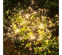 Solar Lights Outdoor Garden, Solar Powered Light Fireworks Starburst 4 Pack 600 LEDs Waterproof Garden Ornaments Decor for Yard Lawn Fence Patio, Gardening Gifts for Women Mum Dad Wife(Warm White)