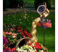 Solar Lights Outdoor Garden, Solar Watering Can Light Butterfly Garden Decor, IP65 Waterproof Lantern for Outdoor