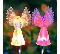Solar Lights Outdoor Garden Stake Lights, Solar Angel Decorative Lights, Waterproof Color Changing LED Garden Lights, Christmas Grave Decorations for Cemetery Garden Patio Yard Lawn