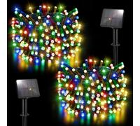 Solar Lights Outdoor Garden Total 100LED 33FT Garden Lights Solar Powered Waterproof 8 Modes for Patio/Yard/Tree/Gazebo/Terrace/Party/Wedding, 16.4Ft*2 50LED*2 for Christmas - Multi-Coloured