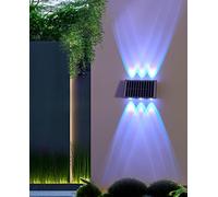 Solar Lights Outdoor Garden Up and Down Wall Lights Waterproof Solar Powered Decorative Lighting Garden Ornaments (1 Pack 6-LED-Beams,RGB Rainbow Light)