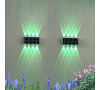 Solar Lights Outdoor Garden Up And Down Wall Lights Waterproof Solar Powered Decorative Lighting Garden Ornaments (2 pack 8-LED-beams,RGB Rainbow Light)