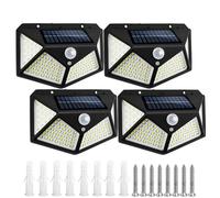 Solar Lights Outdoor Motion Sensor Security - 4 pack 100 LEDs Outdoor Solar Wall Light, LED Floodlights, IP66 Waterproof Motion Sensor Outdoors Wall Light, 3 Lighting Modes Lights for Garden