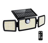 Solar Lights Outdoor, Quick Charge Solar Motion Deck Lights Outdoor for Deck with 158LEDs High Brightness, Larger Built-in Tempered Glass Panel, Sensitive PIR Motion Inductor (Remote,1 Pack)